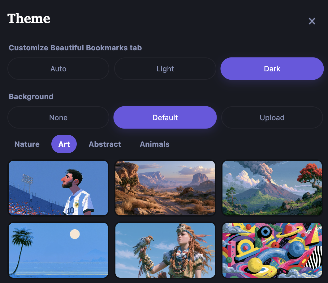Theme and background settings